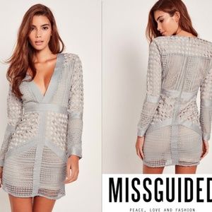 Missguided Long Sleeve Lace Body-Con Dress Size 4